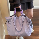Qfdian High-capacity Vintage Simple Shoulder Underarm Bag Y2k Aesthetic Women Grunge Handbags Trendy Casual Nylon Tote Bags All Match