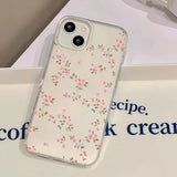 Qfdian Aesthetic Cute Flower Phone Case For iPhone 14 15 Pro 13 12 16 11 Pro Max Plus 12 Mini Slim Silky Skin Matte Flower Back Cover