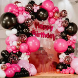 Qfdian  126pcs Rose Red Black White Balloon Arch kit,for Student School Birthday Party Wedding Graduation Halloween Christmas Decoration