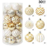 Qfdian  30Pcs 6cm Gold White Christmas Balls Ornament Xmas Tree Hanging Pendant Navidad Party Decoration for Home New Year Gifts