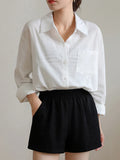 Qfdian  New Thin White Shirts Long Sleeve Buttons Women Turn-Down Collar Loose Office Ladies Blouses Korean Fashion Blue Shirts