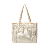 Qfdian 2025 New Women Vintage Students Tote Bags Fashion Transparent All Match Shoulder Ita Bag Casual Chic Bow Y2k Aesthetic Handbags