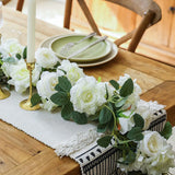 Qfdian  2.4M Rose Artificial Flower Spring Autumn Garden Arch Decor DIY Fake Flowers Vine for Wedding Garland Home Decoration ornements