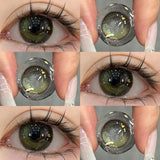 Qfdian 1 Pair Korean Colored Contact Lenses with Prescription Myopia Blue Green Eye Lenses High Quality Fashion Beauty Pupils