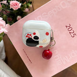 Qfdian Korean Cartoon Cute Black Cat Pattern Soft Case for AirPods Pro 2 Cover Cute 3D Apple Pendant Protection Cover for AirPods 2 3 4