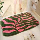 Qfdian  Colorful Tufted Bath Mat - Plush Microfiber, Fast Drying & High Absorbency, Non-Slip TPR Backing, Thick Bathroom Rug for Home