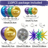 Qfdian  110pcs Metallic Different Color Balloon Arch Set Suitable for Parties, Disco-themed Parties, Birthdays Party,Christmas,Wedding