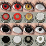 Qfdian  2pcs Colored Cosplay Contact Lenses for Eyes Anime Role Playing Contact Lens Crazy Halloween Colorful Multicolored Lens
