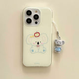 Qfdian Lovely Cartoon Koala 3D Chain Phone Case For Iphone 16ProMax 15ProMax 13 14 15 16 Pro Max Cover Protect Fundas