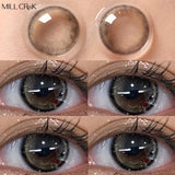 Qfdian Colored Contact Lenses for Eyes Natural Beauty Color Lens Eyes Lenses for Eyes Grey Blue Lenses with Diopter Yearly Cosmetics