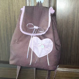 Qfdian  Y2k Aesthetic Patchwork Heart Pockets Women Backpack Fashion Chic Sweet Bow Dots Backpacks Students All Match Preppy Schoolbags