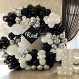 Qfdian  Black Silver Balloons Arch Garland White Ballon Silver Explosion Star Foil Balloon Wedding Birthday Party New Year Decorations