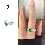 Qfdian  Minimalist Handmade Zircon Ring Simple Design Retro Texture Crystal Ring Irregular Shape Matte Finish Gemstone Ring