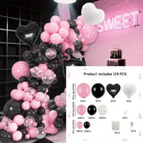 Qfdian  114pcs Black And Pink Balloons Garland Arch Kit Suitable for Birthday Theme Parties,Bridal Showers,Graduation,Anniversary Party