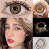 Qfdian  1 Pair Big Eyes Colored Contact Lenses Natural Brown Eyes Lens Gray Pupils Eyes Makeup Korean Style Contact Yearly Use