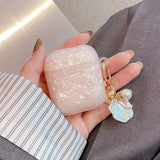 Qfdian Luxury Purple Pearly Shell Pendant Silicone Case For AirPods 1 2 3 4 pro 2 Wireless Bluetooth Earphone Accessories