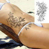 Qfdian  Realistic Fake Peony Temporary Tattoos For Women Girl Black Rose Elephant Flower Tattoo Sticker Tiger Anemone Tatoos Half Sleeve