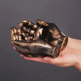 Qfdian  Bronze Silver Hand Ashtray Resin Sculpture Creative Hand Bowl Decorative Tray Home Desk Ornament Luxury Gift