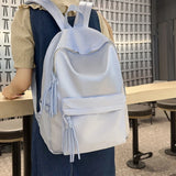 Qfdian Backpack for College Students, High School, Large Capacity Travel Backpack, Solid Color, Simple Computer Backpack