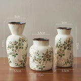 Qfdian  Ceramic Vase Mini Ornament Living Room Flower Arrangement Retro Dining Table Decoration Chinese Wabi Sabi Style Relief Artwork