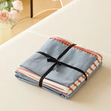 Qfdian  Striped Girls Flower Bedding Sets, Washed Cotton Bed Linens, Soft Quilt Cover Sheet Set, Simple Bedspread, Home Textiles