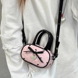 Qfdian Women Mini Cellphone Bags Fashion Sweet Fairy Bow Top-Handle Bag Y2k Aesthetic Ins Clutches Casual Elegant Purses and Handbags