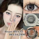 Qfdian 2Pcs Kroean New Colored Contact Lenses with Prescription Myopia Degree 0.00- 8.00 Black Eye Soft Lens Eye Beauty Pupil