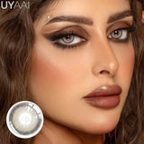 Qfdian  1 Pair Colored Contact Lenses Natural Brown 14.5mm Big Eyes Contacts Cosmetics Green Eye Color Lens Gray Lens Women Makeup