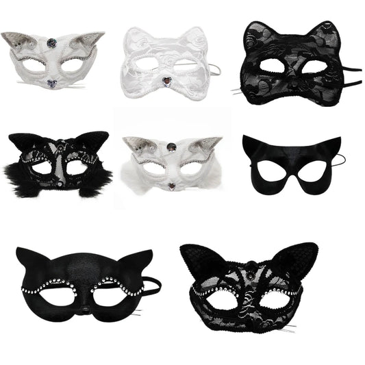 for Cat Lace Mask Halloween Party Masks Lace Mask Masquerade Sexy Lace Face Drop Shipping