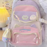 Qfdian  Fashion Transparent Sweet Kawaii Backpack High-capacity Y2k Aesthetic Schoolbag Women Students Contrast Color Patchwork Ita Bags