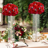 Qfdian  30CM Artificial Flower Table Centerpiece Wreath Party Wedding Backdrop Decor Road Lead Floral Ball Rose Hydrangea Gypsophila