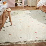 Qfdian Pink Dots Fluffy Carpet For Living Room With Tassels, Plush Bedroom Rug,Soft Kids Rug,White Hairy Nursery Play Mats For Children
