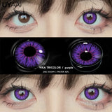 Qfdian 1 Pair Anime Cosplay Colored Contact Lenses for Eyes Red Lenses Halloween Purple Lenses Make Up Beauty Colorful Lenses
