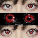 Qfdian 1 Pair Anime Cosplay Colored Contact Lenses for Eyes Red Lenses Halloween Purple Lenses Make Up Beauty Colorful Lenses