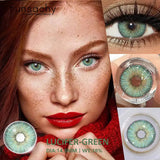 Qfdian  1 Pair Colorcon Eye Contact Lenses Natural Brown Gray Pupils for Eyes Cosmetics Yearly Blue Color Lens Green Softlens