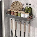 Qfdian Wall-Mounted Kitchen Spice Storage Rack Condiment Rack Multifunctional Household Utensil Rack Kitchen Hanging Organizers