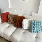 Qfdian  Lamb Wool Cushion Square Hand Woven Solid Color Simple Chair Sofa Bedroom Living Room Cushion Home Decoration Bay Window Cushion