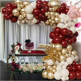 Qfdian  95pcs Gold Wine Red White Balloons Arch Garland Kit, for Birthday Baby Shower Wedding Party Graduation Celebration Decoration