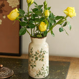 Qfdian  Ceramic Vase Mini Ornament Living Room Flower Arrangement Retro Dining Table Decoration Chinese Wabi Sabi Style Relief Artwork