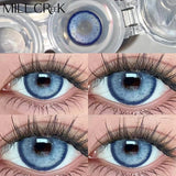 Qfdian 1 Pair Myopia Colored Contact Lenses Red Blue Natural Look Pupils Beauty Color Lens Big Eyes Contacts Cosmetics Yearly