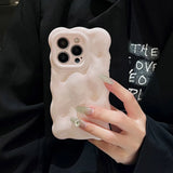 Qfdian Lovely Pink 3D Bubble Gloss Silicone Shockproof Phone Back Cover Fundas Case For iPhone 11 12 13 14 15 16 Pro Max Plus Coque