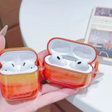 Qfdian  Artistic beauty smudge orange sunset suitable for AirPods1/3 protective case Apple airPods4 Bluetooth headset cover