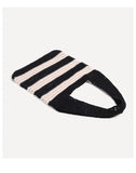 Qfdian Ladies' woven bag, niche design, striped knitted bag, simple hollow out hand-held shoulder bag, sports handbag