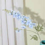 Qfdian 6pcs Blue Delphinium Artificial Flowers Long Stem Larkspur for Wedding Centerpieces Floral Arrangements Home Vase Decor