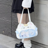 Qfdian  Sweet Cartoon Kawaii Cute Cat Ita Bags Y2k Aesthetic Chic Casual Shopping Underarm Bag Korean Luxury Design Shoulder Handbags