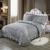 Qfdian 3/5Pcs Luxury European Knitted Cotton Embossing Quilted Bedspread, Bed Cover, Mattress Topper Coverlet, Bed Sheet, Pillowcases