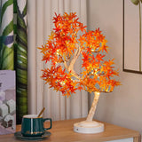 Qfdian  Artificial Bonsai Tree Lights Table Decor Maple Leaves Tree Fairy Lamp, Battery/USB Operated LED Night Light, for Camping Decor