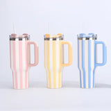 Qfdian  Thermal Bottle With Straw Handle and Lids Drinkware Hot Cold Stainless Steel Thermos Portable Car Coffee Cups Thermal Mug