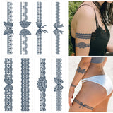 Qfdian 8 Sheets Semi-permanent tattoo, Lace temporary tattoo,Mandala arm fake tattoo， waterproof tattoo - lasting 1-2 weeks