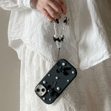 Qfdian For iPhone 15 14 13 12 11 Pro Max Case 3D Pearl Bowknot Drop-proof Silicone Protective Cover